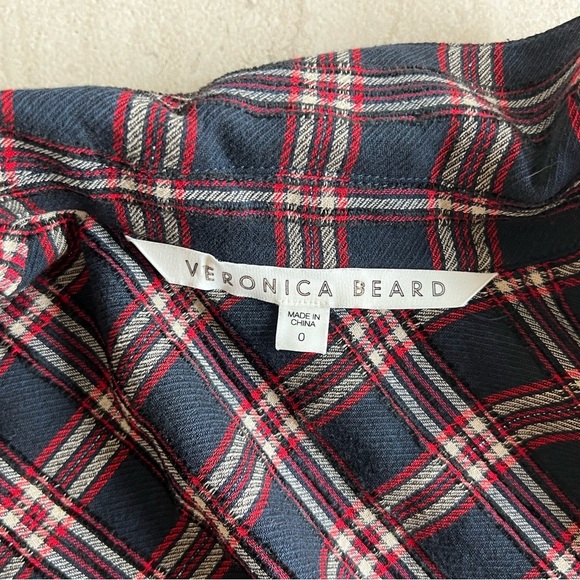 Veronica Beard Asymmetrical Red Plaid Shirt Dress Size 0 - Picture 4 of 11